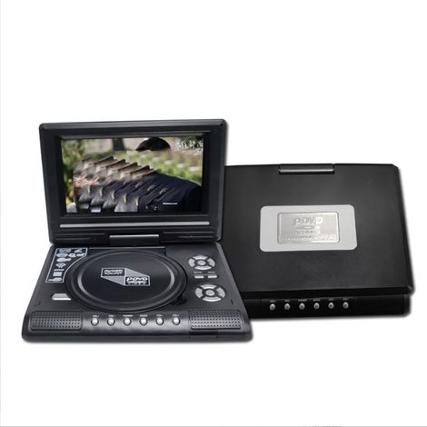 Lecteur DVD portable écran LCD rotatif 7,8 pouces idéal voyage avec télécommande manette adaptateur secteur chargeur voiture câble (1/5)