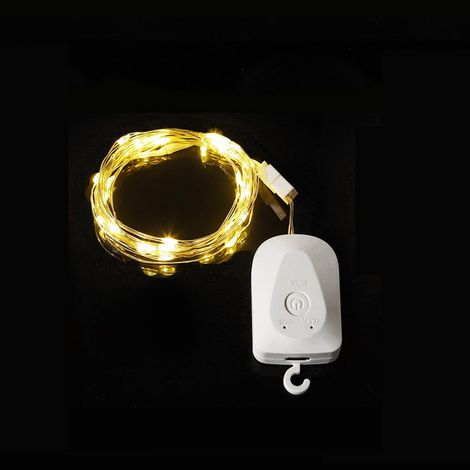 Lot de 1 guirlandes lumineuses rechargeables – 3 m, 30 LED – Boîtier batterie amovible, minuterie – IP43 étanche – Idéales pour Noël, jardin et mariage – Intérieur et extérieur-Lumière chaude (1/5)