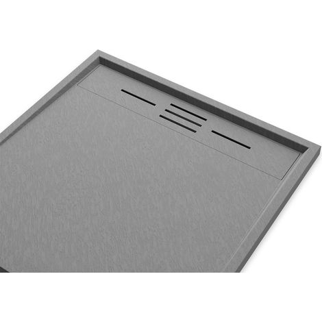 Receveur de douche carré 80x80 en SMC Effet Pierre Gris Blanc Mod. Spanios