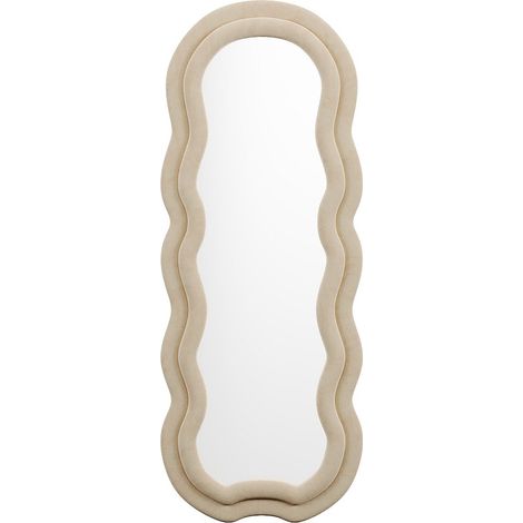 Specchio organico L. 60 x H. 160 cm in Velluto Beige - LINOA