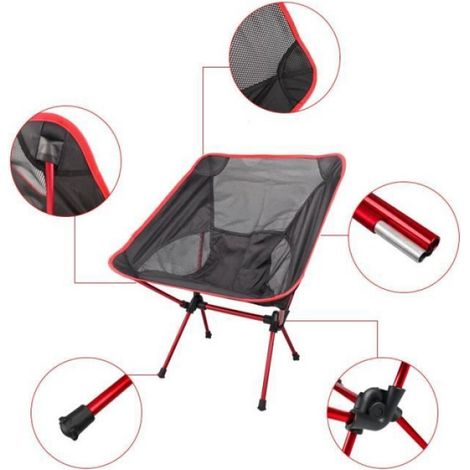 Chaise Pliante - Aluminium 0.9 Kg - 150 Kg Charge Max - Pour Camping Plage Randonnée - Bleu Ciel (1/4)