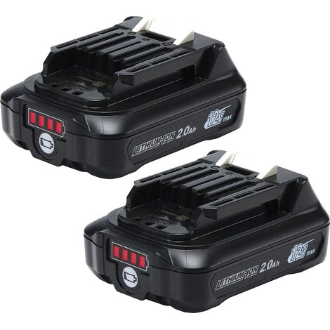 Lot 2 Batteries pour Makita 12V 2,0Ah / 2000mAh BL1020B BL1021B pour BL1040B BL1041B BL1016 BL1015 DF031D DF0331D TD110D JR103D JR105D HSS01D HP332D DC10SB MP100DZ DC10WA 197339-1 (1/5)
