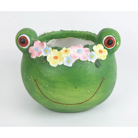 TrendLine Pflanztopf Polyresin Frosch 18 x 17 x 21 cm grün