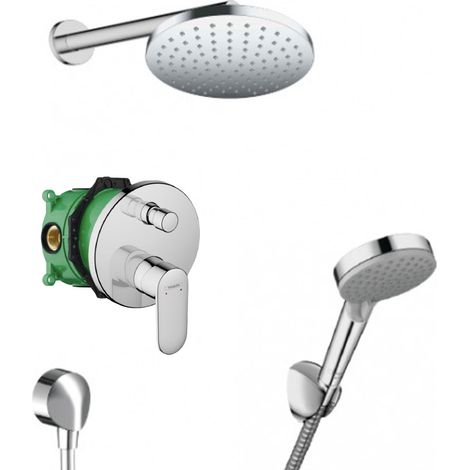 Hansgrohe Vernis Blend All-in-One Duschset mit 205mm Kopfbrause + 2-fach Handbrause, Chrom