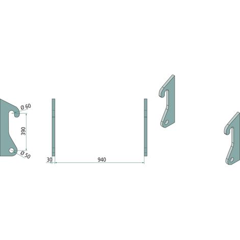 Schaufelrahmen-Befestigungshaken ST52 30 mm fi 50 mm für Liebherr L506 Set 755229