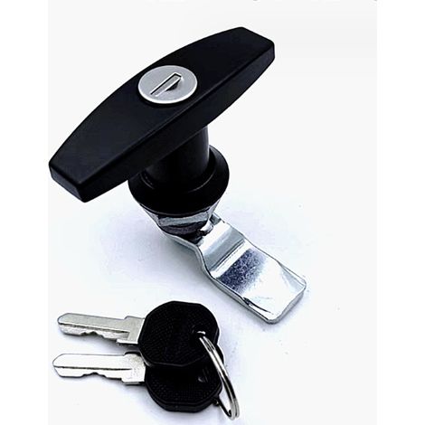 Ensemble poignée et serrure de porte, couleur noire, pour installation domestique et usage quotidien.-AquaForge (1/4)