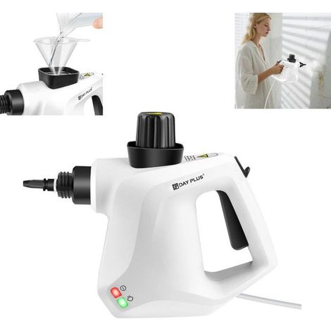 High-pressure steam cleaner 2.6-3.2bar, 1000W, dissolves grease, delivered with 7 accessories.