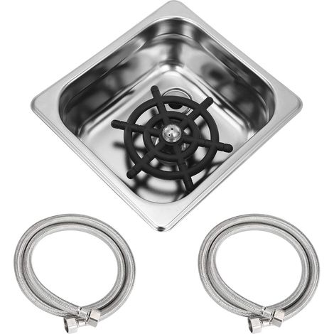 Lave Verre, G1/2 Rince Verre Evier Automatique, Nettoyeur de Tasses en Acier Inoxydable Avec Tuyau, Accessoire pour Évier, pour Bar Pub Café Restaurant (1/5)