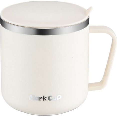 Tasse À Café - Acier Inoxydable 304 Double Paroi Isolée - 400 ml - Avec Couvercle Et Poignée - Pour Maison Bureau Voyage (1/5)