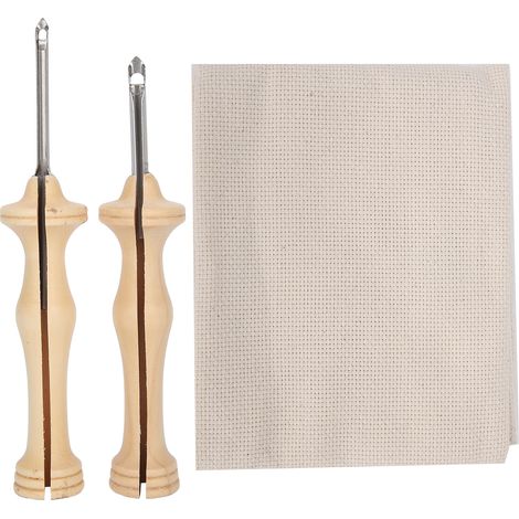 Lot de 2 stylos à broder, aiguilles à broder pour tissu, outil de tissage avec manche en bois (1/5)