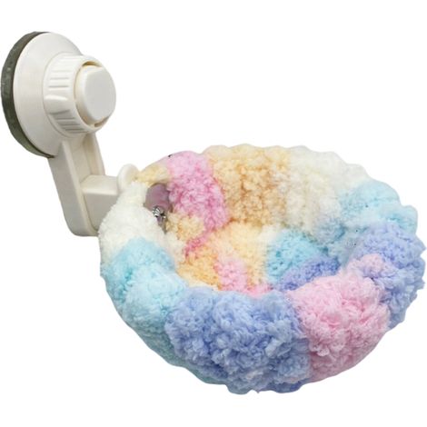 1 nid douillet pour oiseaux, ventouse 8,4 cm, velours corail, diamètre 17 cm, profondeur 14 cm, pour perruches et petits oiseaux (1/5)