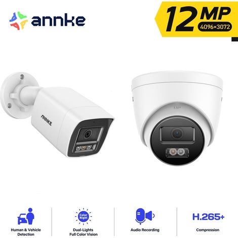 ANNKE 12MP Cámara de seguridad exterior visión nocturna a color detección de movimiento acceso remoto,2pcs (1/5)