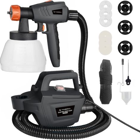 Pistolet a Peinture HVLP, 800W Pistolet Peinture Electrique Design séparable, 3 Buses et 3 Motifs, 1300ML Récipient Détachable, 1200ML/Min, Facile à Nettoyer, Pour Jardin, Plafonds, Mur (1/5)