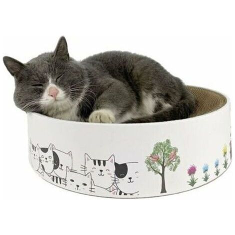 Grattoir Chat Carton, Griffoir pour Chat Rond Papier Ondulé, Multifonction Haute Densité Chat Scratcher Carton Recyclable Scratching Pad, Jouet Grattoir pour Chat (1/4)