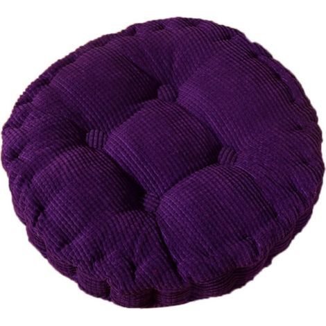 Comodo cuscino rotondo per sedia, ideale per casa, cucina, giardino, sala da pranzo, ufficio, 40x40 cm, colore viola. (1/5)