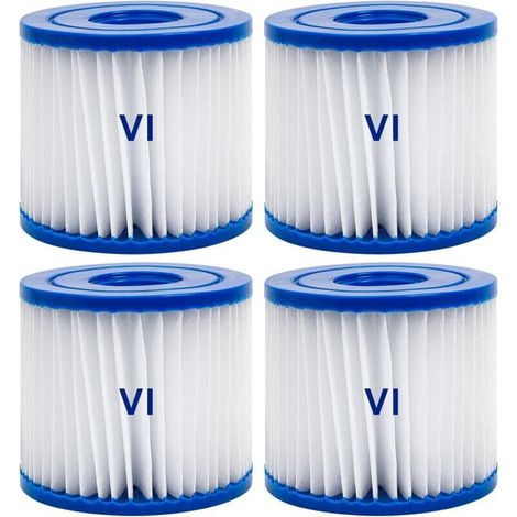 Lot de 4 filtres de Type VI pour Spa et, Filtre VI Cartouche pour Bestway Lay-Z-Spa, Filtres de Type VI pour Spa