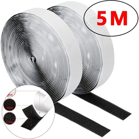 Nastro autoadesivo con chiusura a strappo, forte adesivo, versatile, 30 mm, nero, 5 metri (1/2)