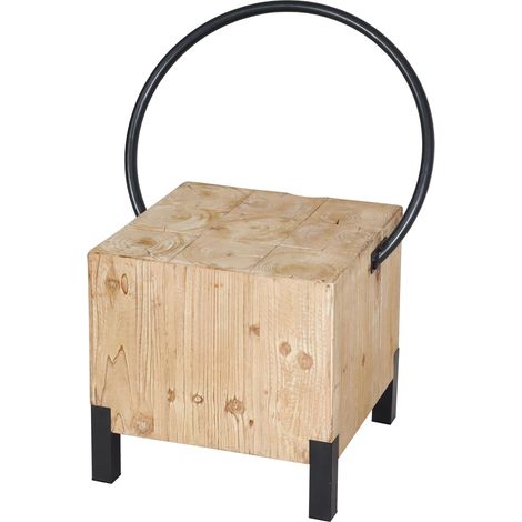Silla de comedor taburete de diseño industrial en metal y madera maciza 040006343 (1/5)