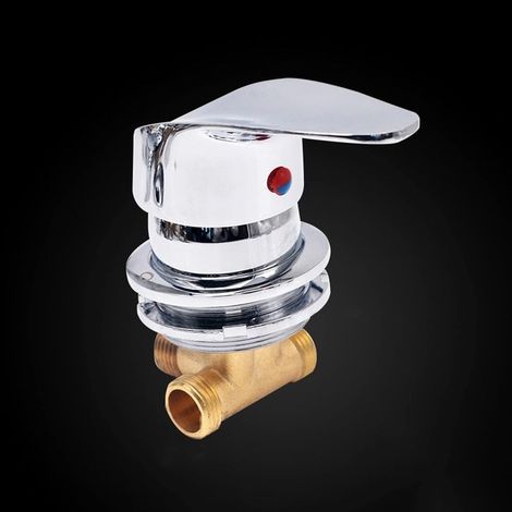 Mitigeur d'eau froide et chaude à sortie unidirectionnelle filetage / intubation laiton galvanoplastie inverseur de robinet de douche pour salle de douche grand trou, cartouche en céramique, support u (1/4)