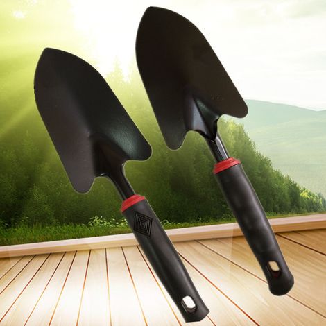 Spatule à fleurs, petite pelle, facile à tenir, avec manche antidérapant, outil de jardin, pour planter, repiquer, désherber, déplacer et niveler le sol, 1 pièce, pointe noire de 7 cm de long (1/3)
