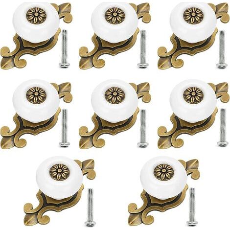 Bouton Ceramique, Meuble Boutons de Tiroir Vintage 8 Pièces Boutons en Métal Pour Bureau Tiroirs et Placard (1/5)