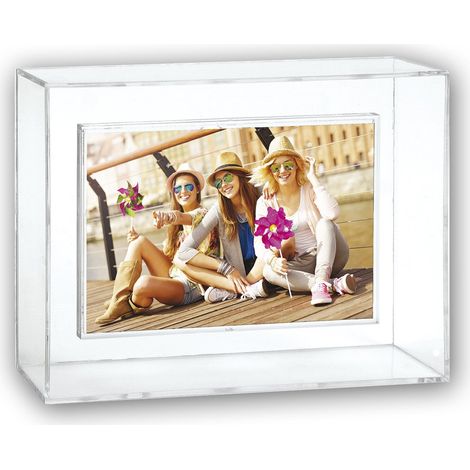 Cadre Photo Acrylique Transparent/Blanc 10 x 15 cm