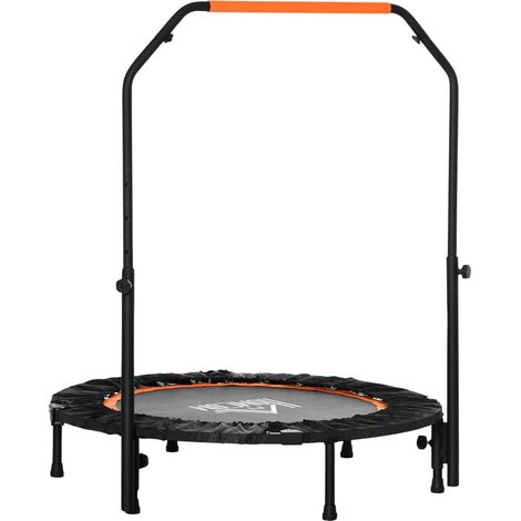 Trampolín de fitness de 102 cm, mini trampolín plegable con mango ajustable en altura en cuatro direcciones, reboteador de fitness para adultos, hasta 100 kg, negro Aosoma