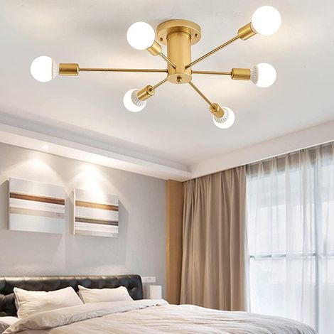 ZOLGINAH Plafonnier Industriel Vintage, 6-Lumières Lampe Plafond Moderne, Luminaire Plafonnier E27 Base, Lustre Suspension en Metal pour Salon, Chambre, Cuisine, Salle À Manger, Couloir, Loft (1/5)