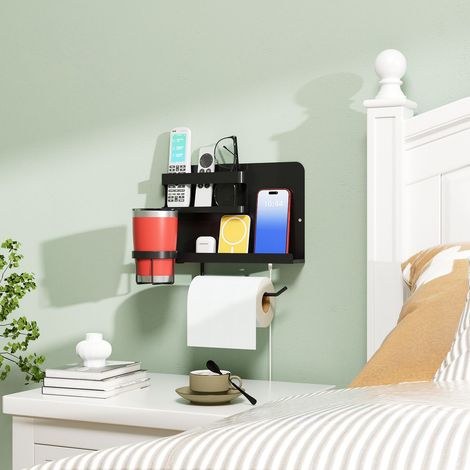 Support de placement de tête de lit amovible contre mur avec tasse rack de rangement télécommande rack de rangement multifonctionnel (1/5)