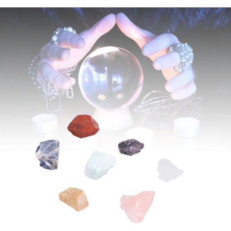 Set aus sieben Kristall-Chakrasteinen, Kristallornament (1/5)
