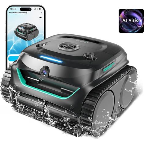 Wybot – Robot piscine sans fil – Autonomie 180 minutes – Compatible tous revêtements – Nettoyage intelligent avec Vision AI – 3 moteurs puissants