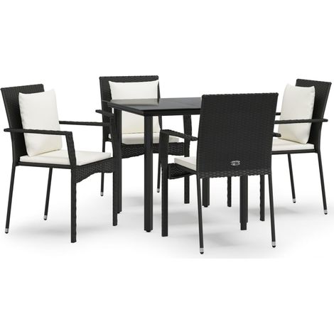 Maison Exclusive - 5-tlg. Garten-Essgruppe mit Kissen Schwarz Pol