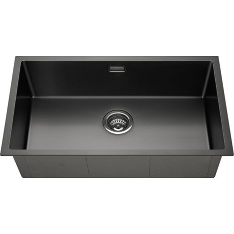 Lonheo Évier 1 Bac 74 x 44 x 20 CM Évier Montage à Encastrer, à Fleur ou Sous-Plan Évier Cuisine Anthracite en Inox avec Trop-Plein et Système de Drainage