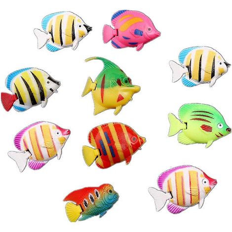 Lot de 10 faux poissons décoratifs pour aquarium enfant, bocaux en plastique pour boissons, aquarium artificiel (1/4)