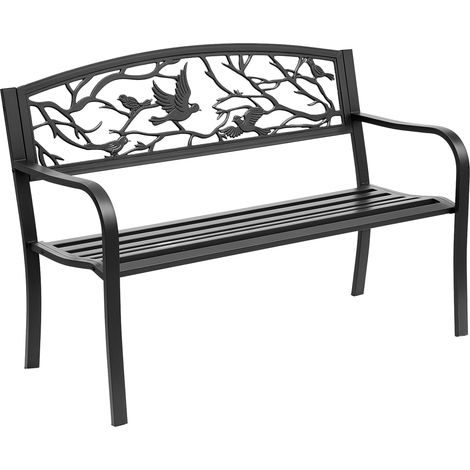 Banc de Jardin 2 Places banc extérieur jardin Style Rural Chic pour balcon terrasse patio 127 x 60 x 85 cm (1/5)
