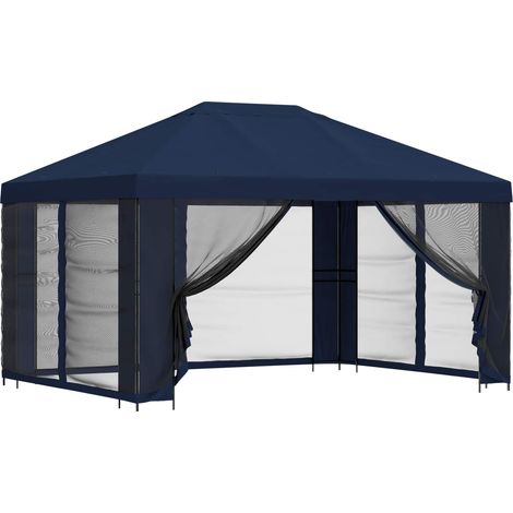 vidaXL Gazebo de jardín con paredes laterales 4 x 3 m Azul (1/2)