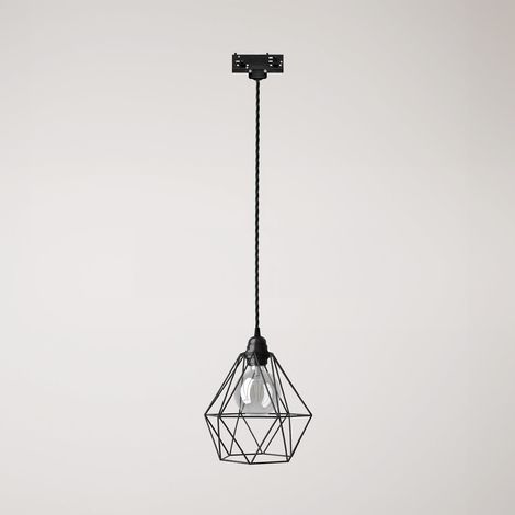 Creative Cables - Candeeiro suspenso com abajur em gaiola de diamante para calhas - lâmpada incluída