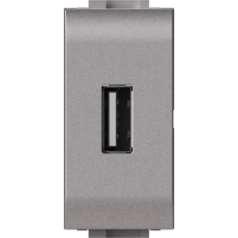Modulo presa USB 2.0 tipo A, 5Vdc 2,1A, serie U, tech, compatibile con serie BTicino Living Light - 4Box USB 2.1 4B.NT.USB