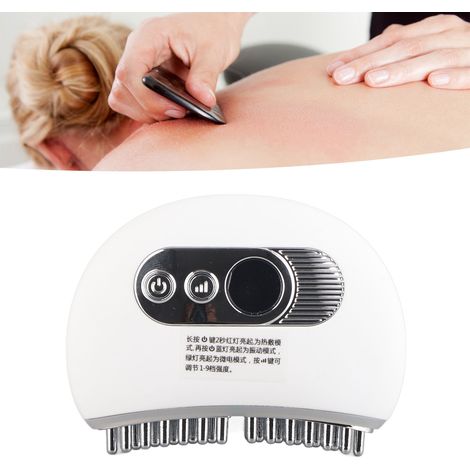 Gua Sha Électrique 9 Vitesses avec Chauffage Réglable - Appareil de Massage et Sculpture Portable - Brosse Blanche (1/5)