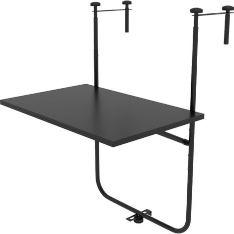 Verstellbares, klappbares Balkonregal aus Edelstahl, für Geländer mit einer Stärke von 6–15 cm, 62 x 60 x 85,5 cm, Schwarz