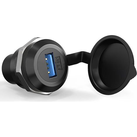 1 pezzo adattatore USB 3.0 a pannello, connettore femmina-femmina con copertura antipolvere. (1/4)