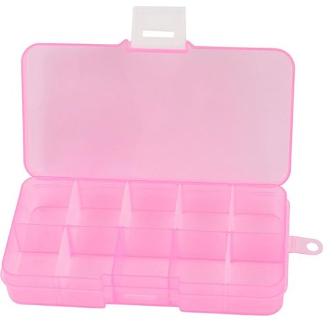 Rosa Kunststoff einstellbar Boîte à outils rangement 10 emplacements Schmuckkoffer Craft Organizer (1/2)