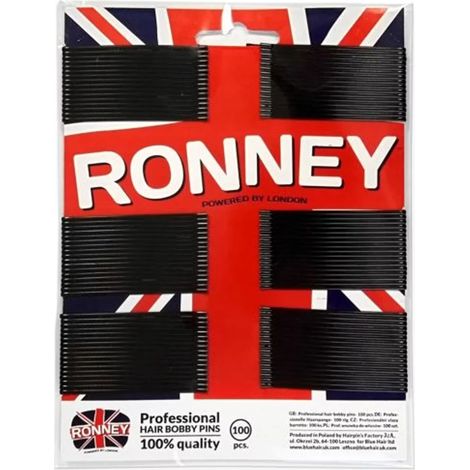 Horquillas Ronney con bola, largas, negras, 100 unidades.