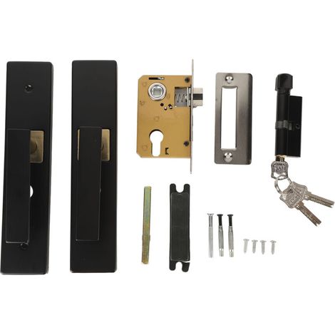 Bedroom Lock, Prevents Theft, Thick Shock-Resistant Baffle Bedroom Lock with Handle for Indoor Use (Black Gold) (1/5)