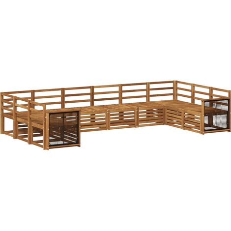 Conjunto de sofás de exterior 10 uds. 10 plaza Natural vidaXL (1/5)