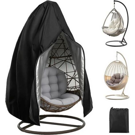 Housse de Chaise Suspendue,Couverture de Chaise Suspendue 210D Oxford-Tissu Bache de Protection Exterieur avec Fermeture éclair et Cordon,Imperméable Anti-UV Couverture œufs Chaise pour Jardin Patio (1/5)