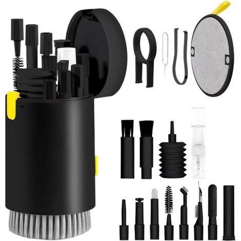 KLVGTIFS PU - Brosse de Nettoyage pour Le Smartphone Port Ecoute Cleaning Stick Ordinateur Portable Clavier et lentilles de caméra (Q20-Noir) (1/5)