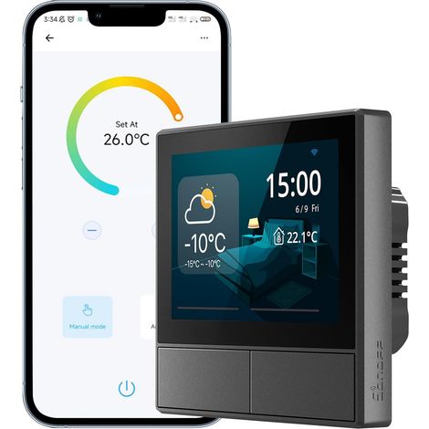 Interruptor de pared NSPanel WiFi (2 unidades), interruptor inalámbrico, termostato inalámbrico, automatización del hogar, control mediante aplicación, escena inteligente, compatible con Alexa/Google (1/5)