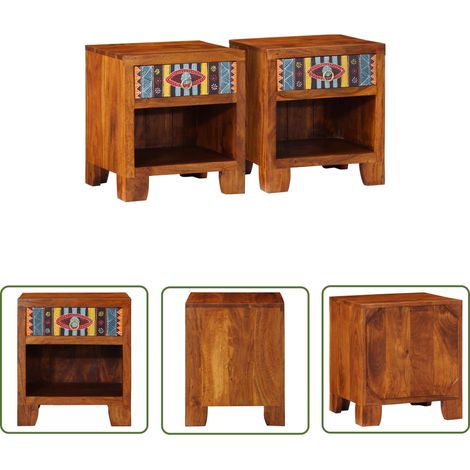 vidaXL Nachttisch 2 Stk. 40x35x45 cm Massivholz Akazie (1/5)