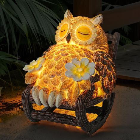 Statue de hibou solaire d'extérieur, étanche, cadeau de jardin pour femme, figurine lumineuse solaire pour terrasse, cour, décoratio (1/5)